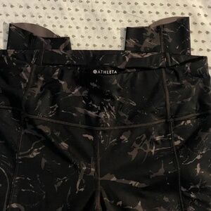 Athleta Velocity Leggings Black Marble with Side Pockets